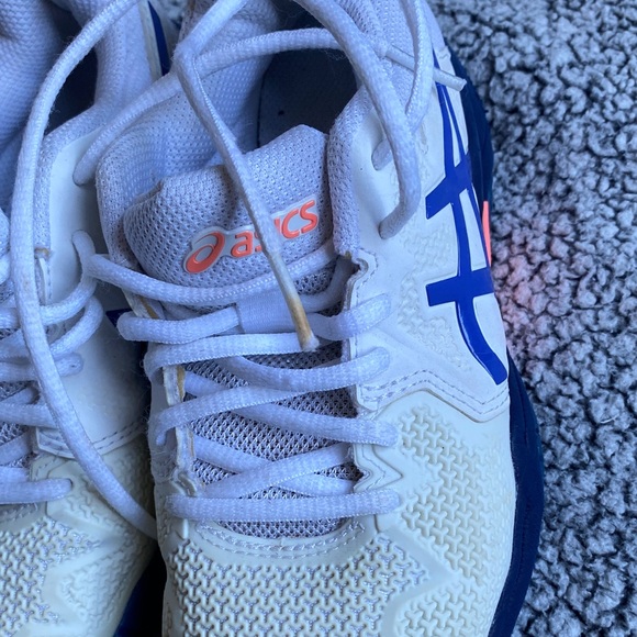 Asics Kids' Cream and Blue Sneakers - Picture 9 of 10